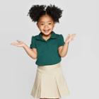 Toddler Girls' Short Sleeve Interlock Uniform Polo Shirt - Cat & Jack Green