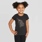 Petitetoddler Girls' Short Sleeve 'unicorn' T-shirt - Cat & Jack Black
