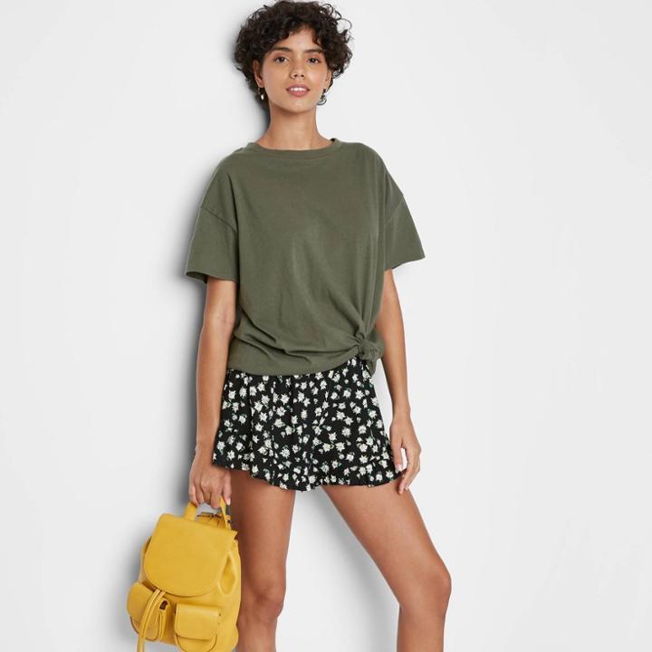 Women's Short Sleeve Relaxed Fit T-shirt - Wild Fable Olive Green