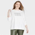 Women's Plus Size Graphic Fleece Sweatshirt - Ava & Viv Off White X