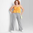 Women's Plus Size High-rise Wide Leg French Terry Sweatpants - Wild Fable Gray