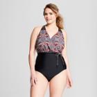 Costa Del Sol Women's Plus Size 2-in-1 One Piece - Black