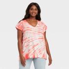 Women's Plus Size Short Sleeve Knit T-shirt - Ava & Viv Orange X