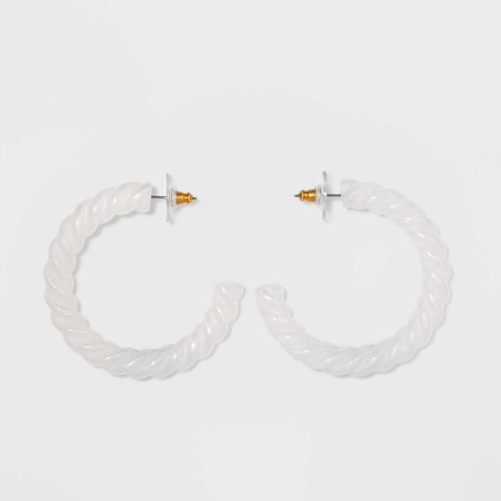 Sugarfix By Baublebar Retro Clear Acrylic Hoop Earrings - White