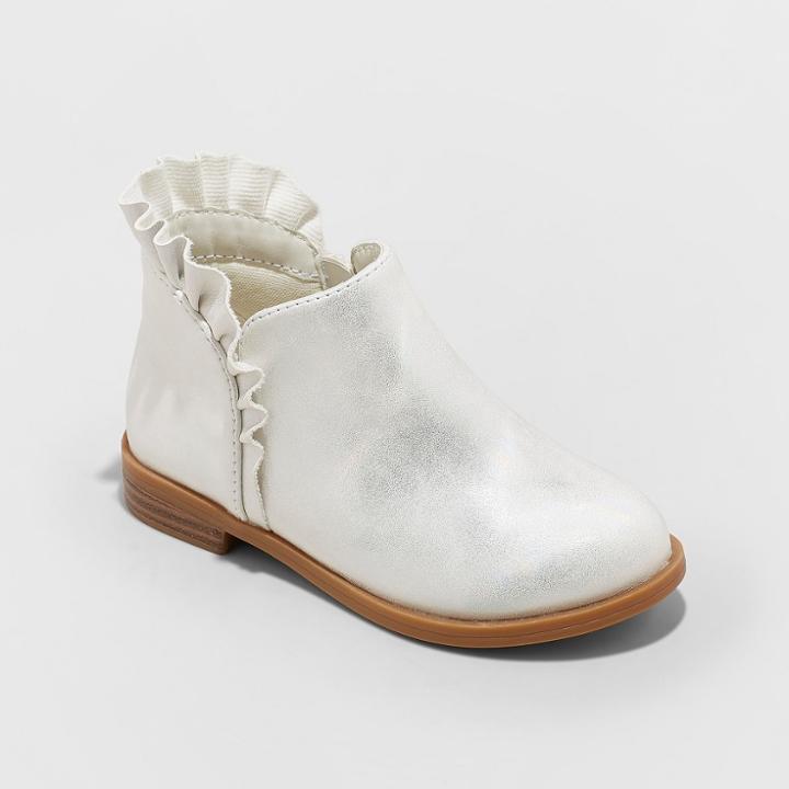 Toddler Girls' Micki Ruffle Ankle Fashion Boots - Cat & Jack White
