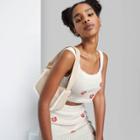 Women's Scoop Neck Sweater Knit Tank Top - Wild Fable Almond Hibiscus Print