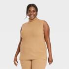 Women's Plus Size Mock Turtleneck Ribbed Sweater Vest - A New Day Brown