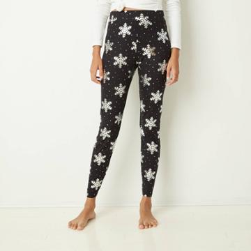 Zoe+liv Women's Snowflake Metallic Leggings - Black