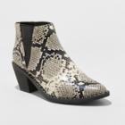 Women's Luna Faux Leather Snake Skin Wide Width Studded Welt Western Bootie - Universal Thread Gray 10w,