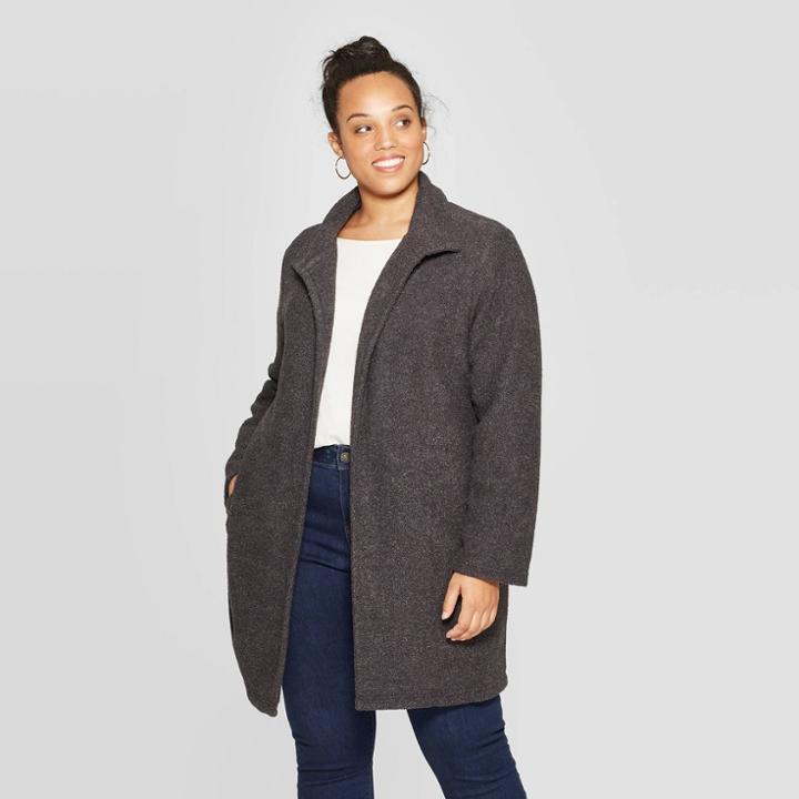 Women's Plus Size Car Coat - Ava & Viv Dark Gray