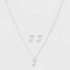 Initial J Crystal Jewelry Set - A New Day Silver, Women's