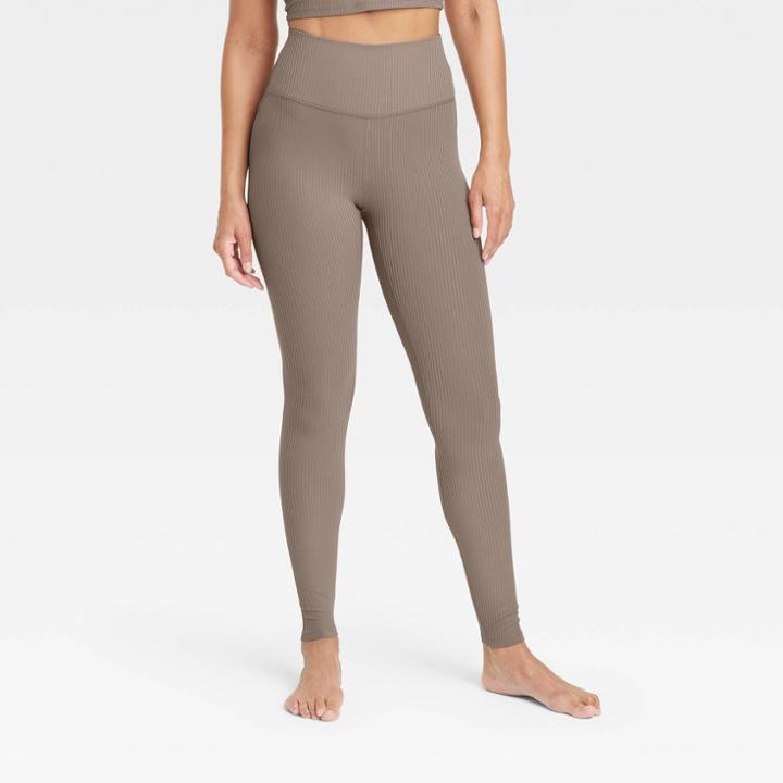 Women's Rib Curvy Leggings - All In Motion Dark Brown