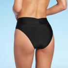 Women's Crossover High Leg Cheeky Mid-rise Bikini Bottom - Wild Fable Black