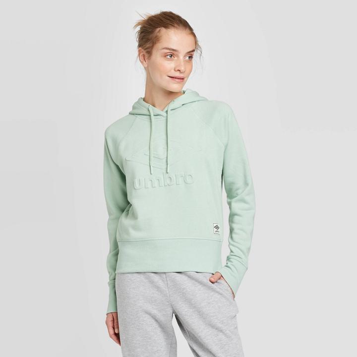 Umbro Women's Cropped Logo Hoodie - Slit Green M,