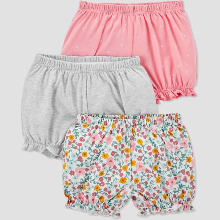 Baby Girls' 3pk Bloomer Pull-on Shorts - Just One You Made By Carter's Pink/gray