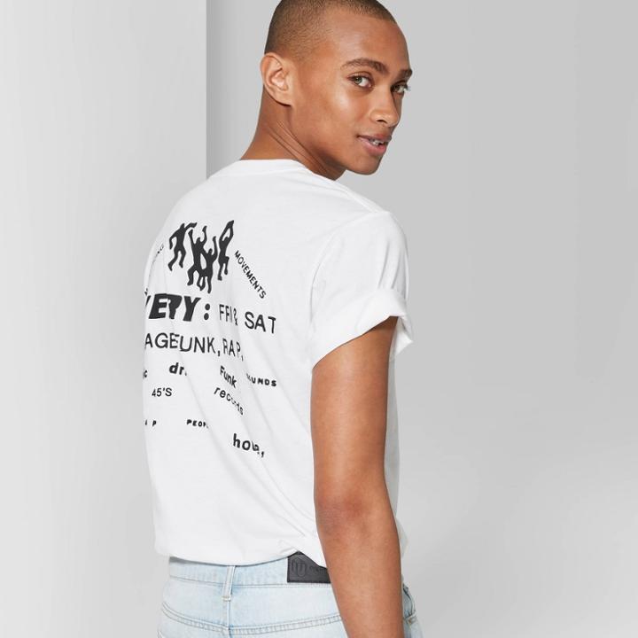 Men's Garage Funk Rap Long Sleeve Crewneck Graphic T-shirt - Original Use White