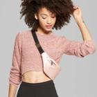 Women's Cropped Long Sleeve High-low Pullover - Wild Fable Pink