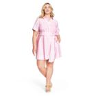 Women's Plus Size Gingham Button-front Shirtdress - Lisa Marie Fernandez For Target Pink/white
