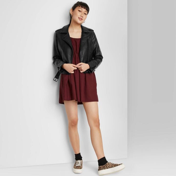 Women's Woven Babydoll Dress - Wild Fable Red