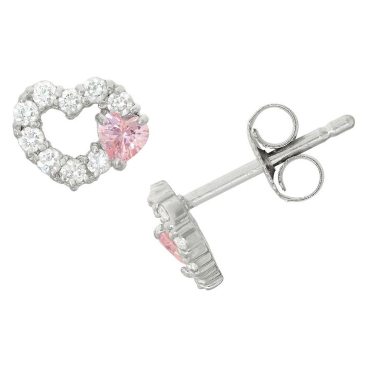 Tiara 0.52 Ct. T.w. Children's Round And Heart-cut Cubic Zirconia Earrings In Sterling Silver,