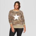 Women's Plus Size Star Camouflage Print Graphic Sweatshirt - Grayson Threads (juniors') Green
