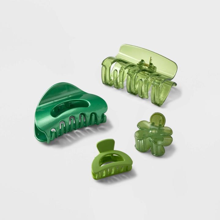 Flower Claw Hair Clip 4pk - Wild Fable Green