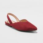 Women's Pam Wide Width V Throat Sling Back Mules - A New Day Burgundy (red) 6w,