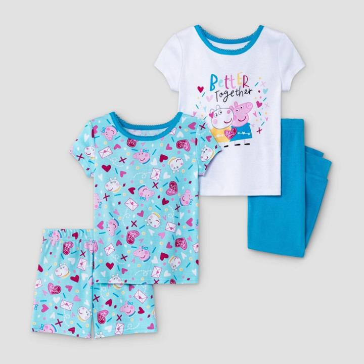 Toddler Girls' 4pc Peppa Pig Snug Fit Pajama