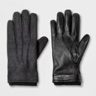 Men's Solid Knit Cuffed Tech Touch Leather Gloves - Goodfellow & Co Gray L, Men's,