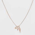 Target Bolt And Wing And Eye Charm Short Necklace - Gold