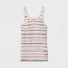 Women's Striped Slim Fit Tank Top - A New Day Red/blue