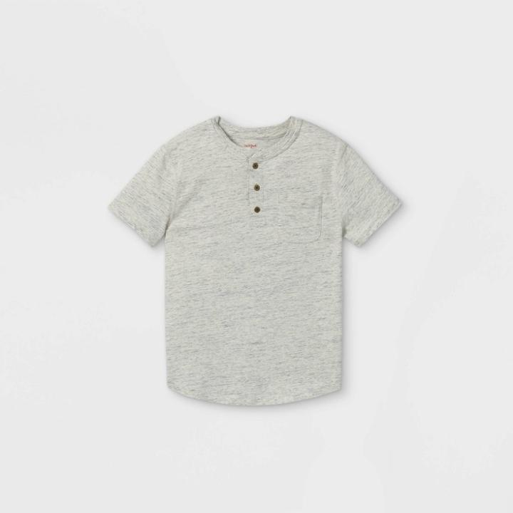 Boys' Adaptive Henley Button-down Shirt - Cat & Jack Heather Oatmeal