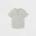 Boys' Adaptive Henley Button-down Shirt - Cat & Jack Heather Oatmeal