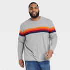 Men's Big & Tall Long Sleeve Striped Lyndale T-shirt - Goodfellow & Co Gray