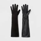 Women's Fashion Mixed Long Leather Tech Touch Gloves - A New Day Black Xs/s,