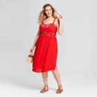 Women's Plus Size Embroidered Midi Sundress- Xhilaration Red X