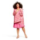 Women's Plus Size Houndstooth Print Long Sleeve Front Button-down Jacket - Isaac Mizrahi For Target Pink/tan 2x, Women's, Size:
