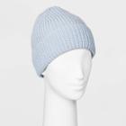Women's Shaker Stitch Knit Cuff Beanie - A New Day Blue One Size, Glowing Blue