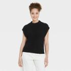 Women's Crewneck Cable Knit Sweater Vest - A New Day Black
