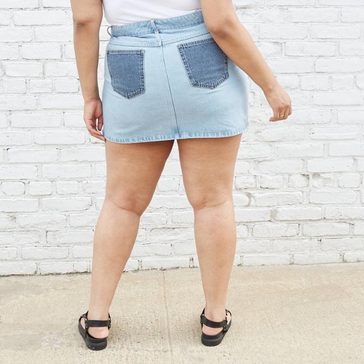 Women's Plus Size Patchwork Denim Mini Skirt - Wild Fable Medium Wash
