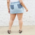 Women's Plus Size Patchwork Denim Mini Skirt - Wild Fable Medium Wash
