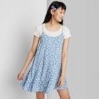 Women's Ruffle Hem Woven Dress - Wild Fable Blue Floral