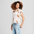 Women's Any Day Floral Print Short Sleeve Top- A New Day Cream
