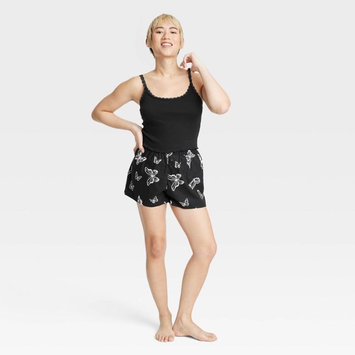 Women's Lace Trim Sleep Cami - Colsie Black
