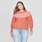 Women's Plus Size Long Sleeve Crewneck Femme Pullover Sweater - Universal Thread Brown X