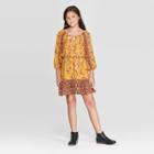 Girls' Long Sleeve Boho Dress - Art Class Yellow M, Girl's,