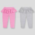 Lamaze Baby Girls' 2pk Peplum Pull-on Pants - Pink/gray Newborn