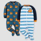 Gerber Baby Boys' 2pk Dinos/tiger Sleep N' Play - Blue/white/orange