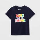Ev Lgbt Pride Pride Gender Inclusive Toddler's 'love Is All You Need' Short Sleeve Graphic T-shirt - Navy