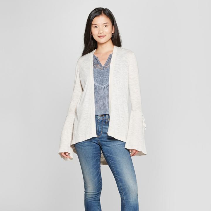 Women's Long Sleeve Lace Back Open Cardigan - Knox Rose Ivory